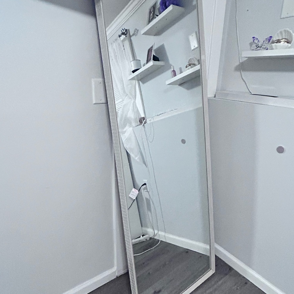 Full-Length Mirror with White Frame